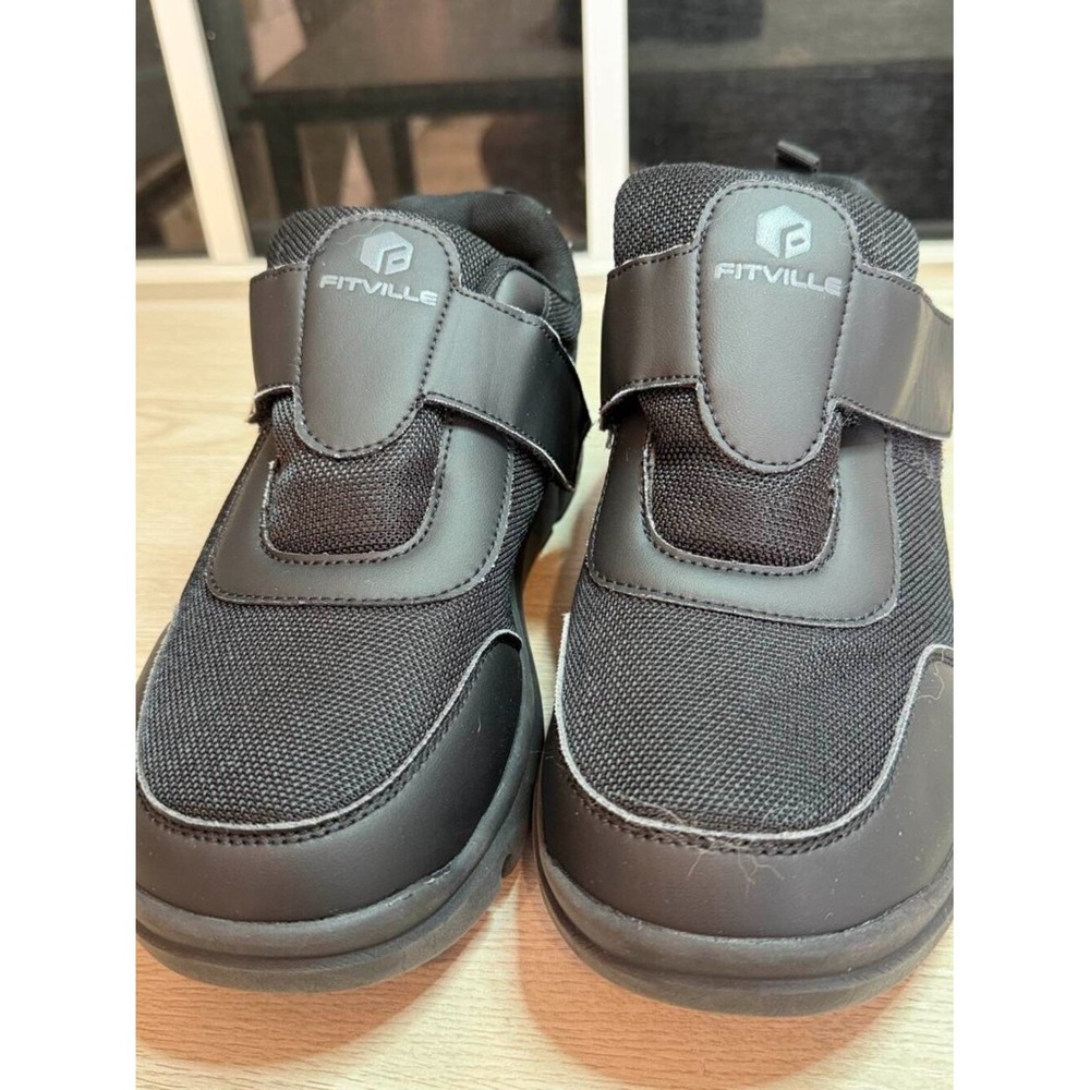 FitVille Black Velcro Sneakers Size 10EW